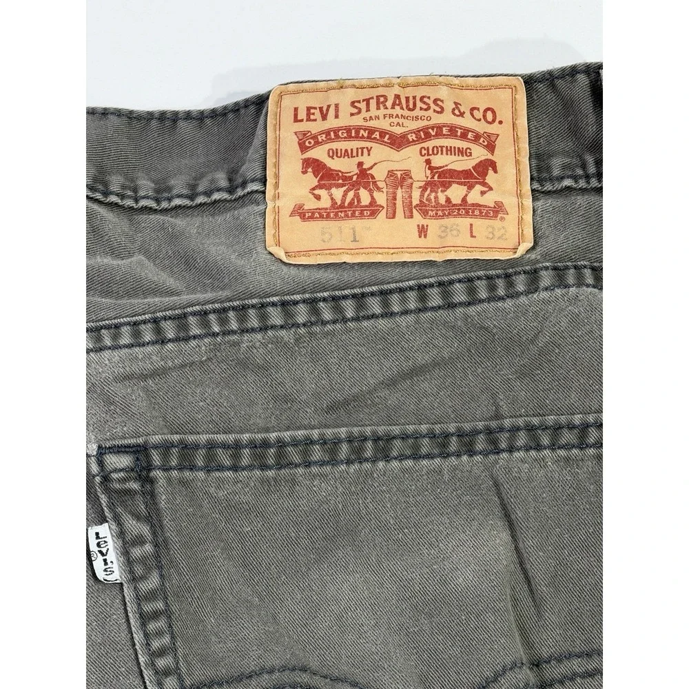 Levi's 511 Slim Fit Jeans Mens W36 L32 Gray Washed Denim Stretch